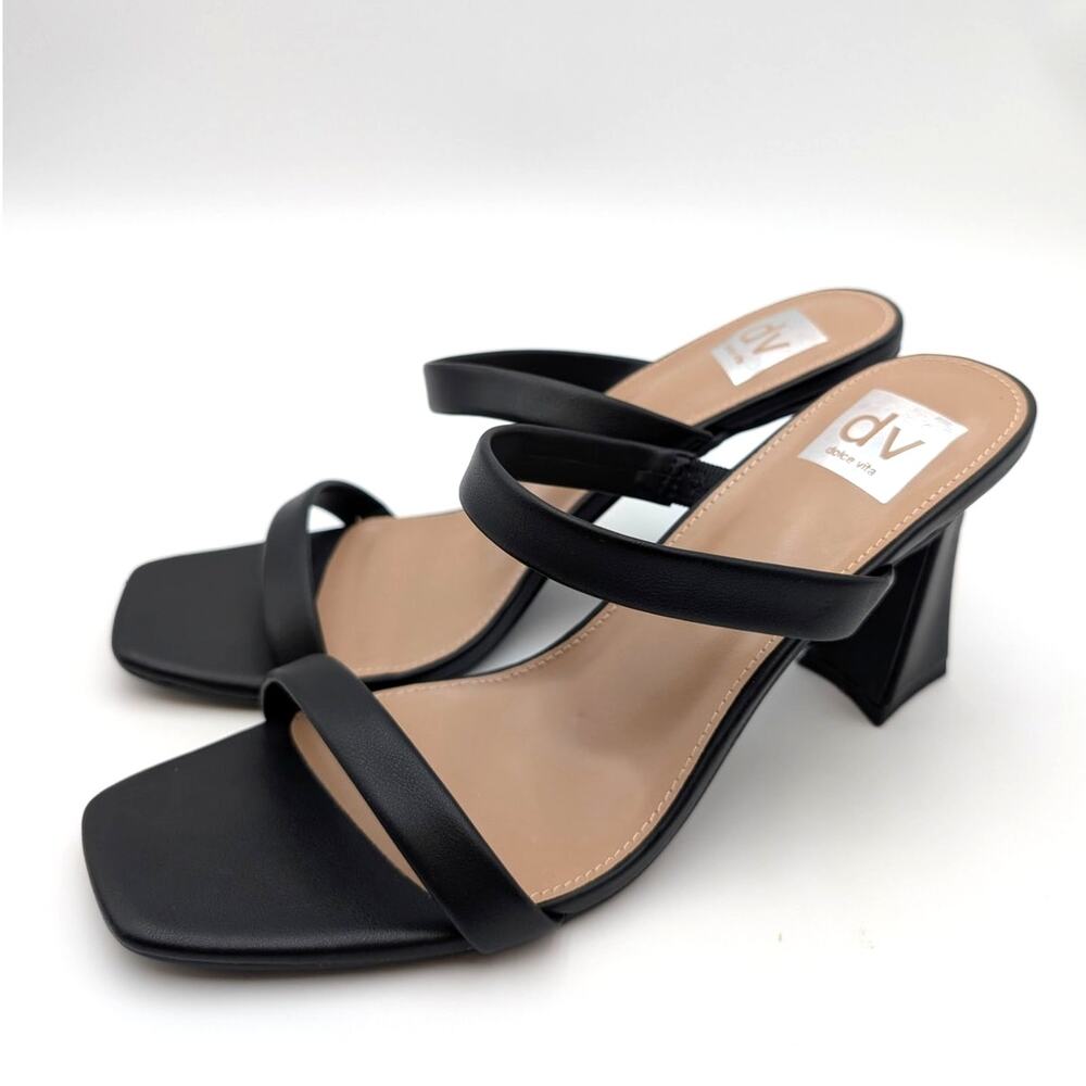 DV by Dolce Vita Yorke Block Heel Sandals Open Square Toe Black Size US10.5 EU42